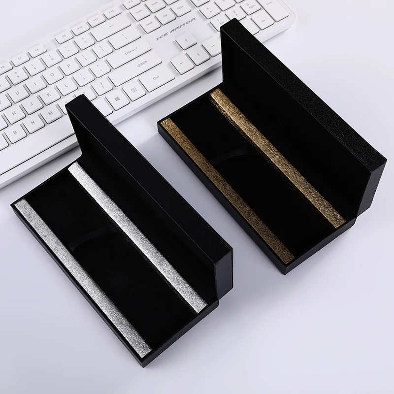 Hot sale custom clamshell high-end boutique packaging box black rectangular gift pen box