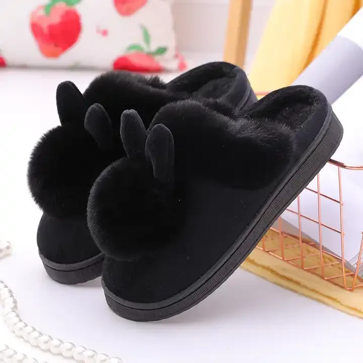 Lovely Rabbit Ears Soft Home Slippers Cotton Warm Shoes
