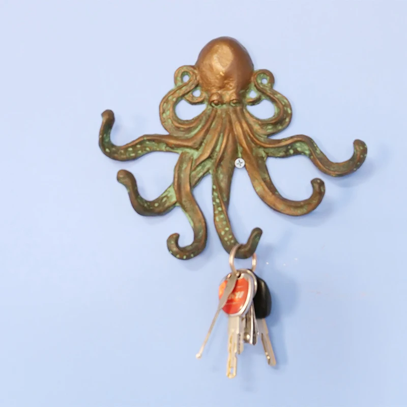 Octopus Shaped Wall Hangers Hooks in Iron Metal Hooks for Clothes Hanger Octopus Hook Home Decoration