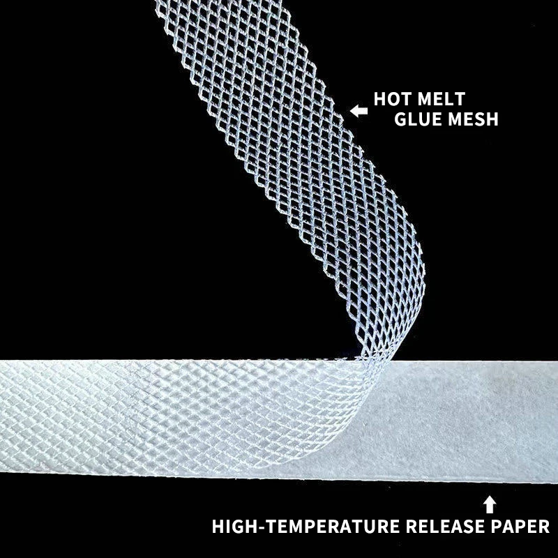 Waterproof Fusible Iron-On Hemming Tape Double-Sided Interlining Adhesive Fabric Hot Melt Mesh Roll for Curtains & Crafts