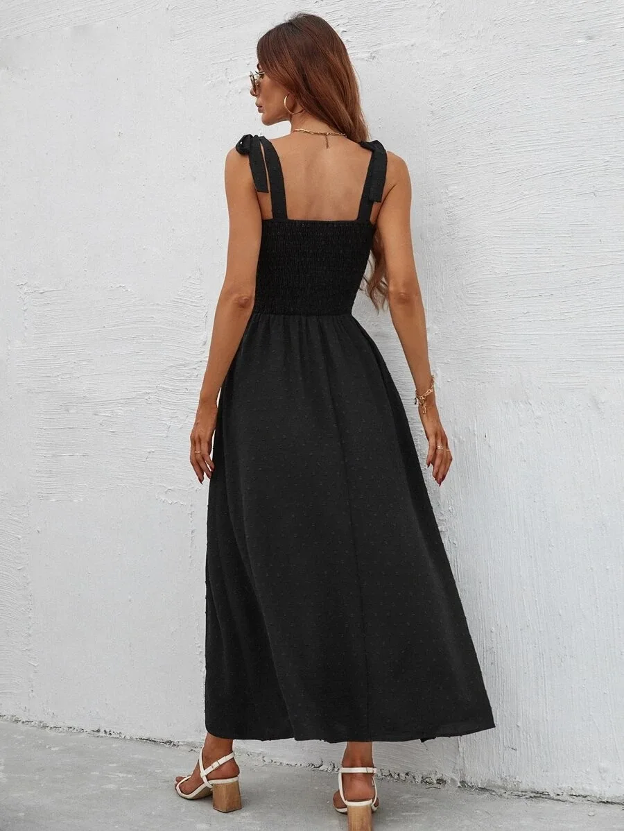 New Women Lady Beach Wear Elegant Floor-Length Printed Spaghetti Straps Teenage Girls Dresses