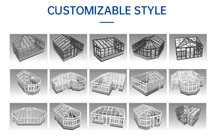 GONHO Easy Shipping Balcony Free Standing Glass Roof Small Garden Kit Screened Aluminium Sunrooms Glass Houses Sunrooms