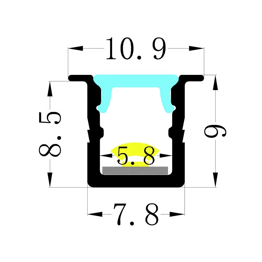 0809C China Supplier Groove Aluminum Plate Led Channel Aluminium Profile For LED Strip Lights for led cabinet light 08*09mm