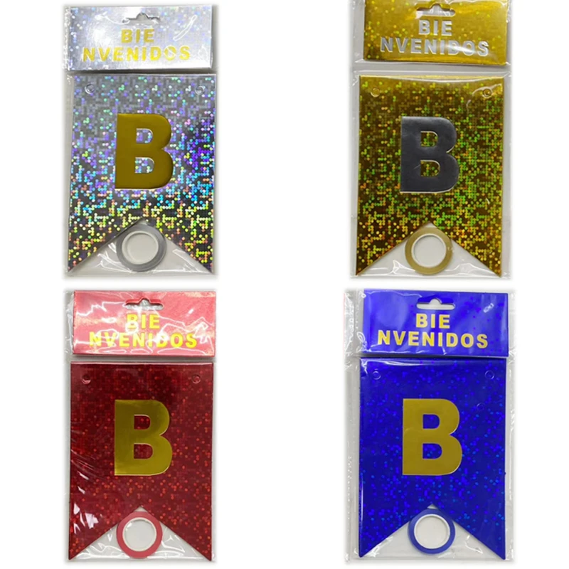 Newly Designed Spanish BIENVENIDOS Pull Flag Banner Variety Craft Styles for Back School Welcome Party Wall Decor Supplies