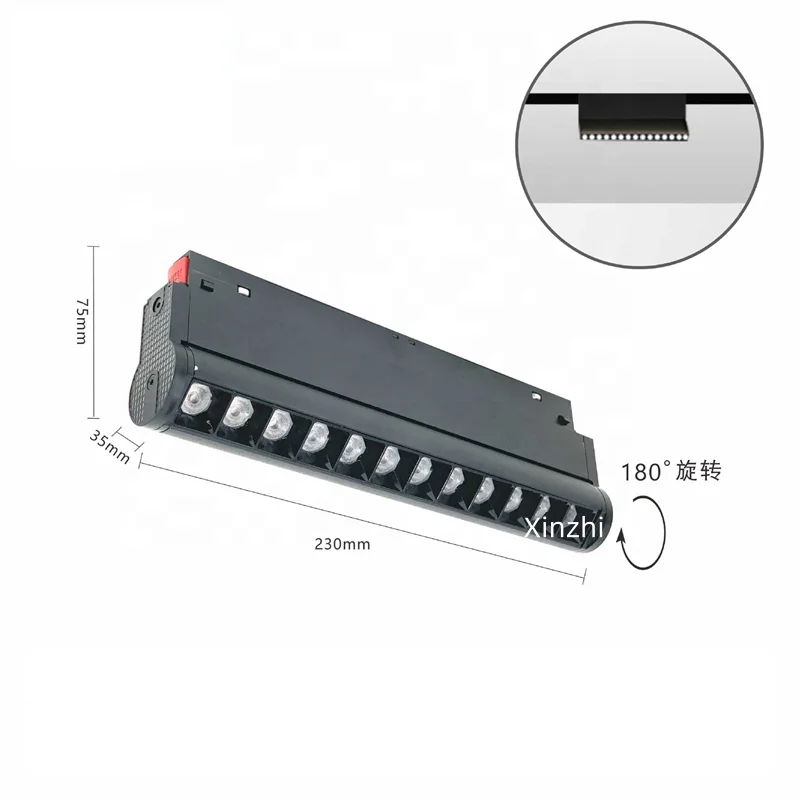 high quality 12w adjustable magnet track light grille lighting fixture low voltage indoor dali dimmable