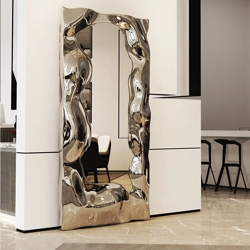 Antique Silver Full Length Stainless Steel Melting Mirror for Entrance Wall Decoration Dressing Mirror Living room furniture