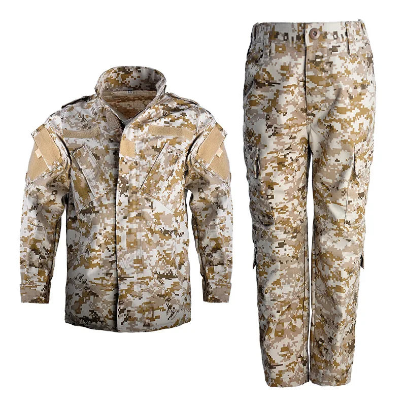 Manufacturer Children Camo Jacket + Pants Boys Camouflage Suit Outdoor Hunting Kids Tactical Training Uniform Set