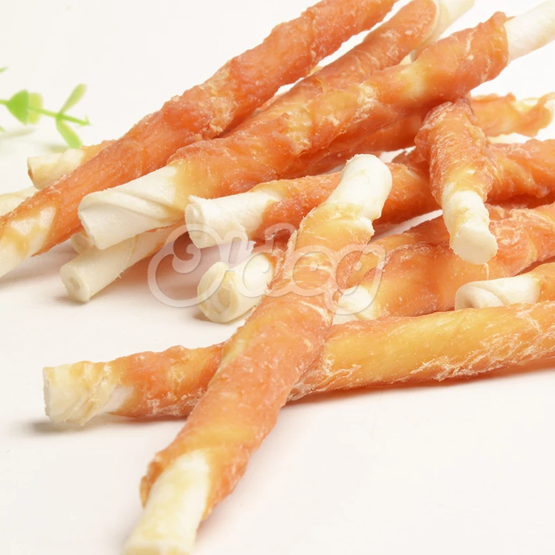 Natural Bulk Pet Snack Chicken Wrap Rawhide Stick Dog Treat Chew Rawhide Dog Chicken Treats