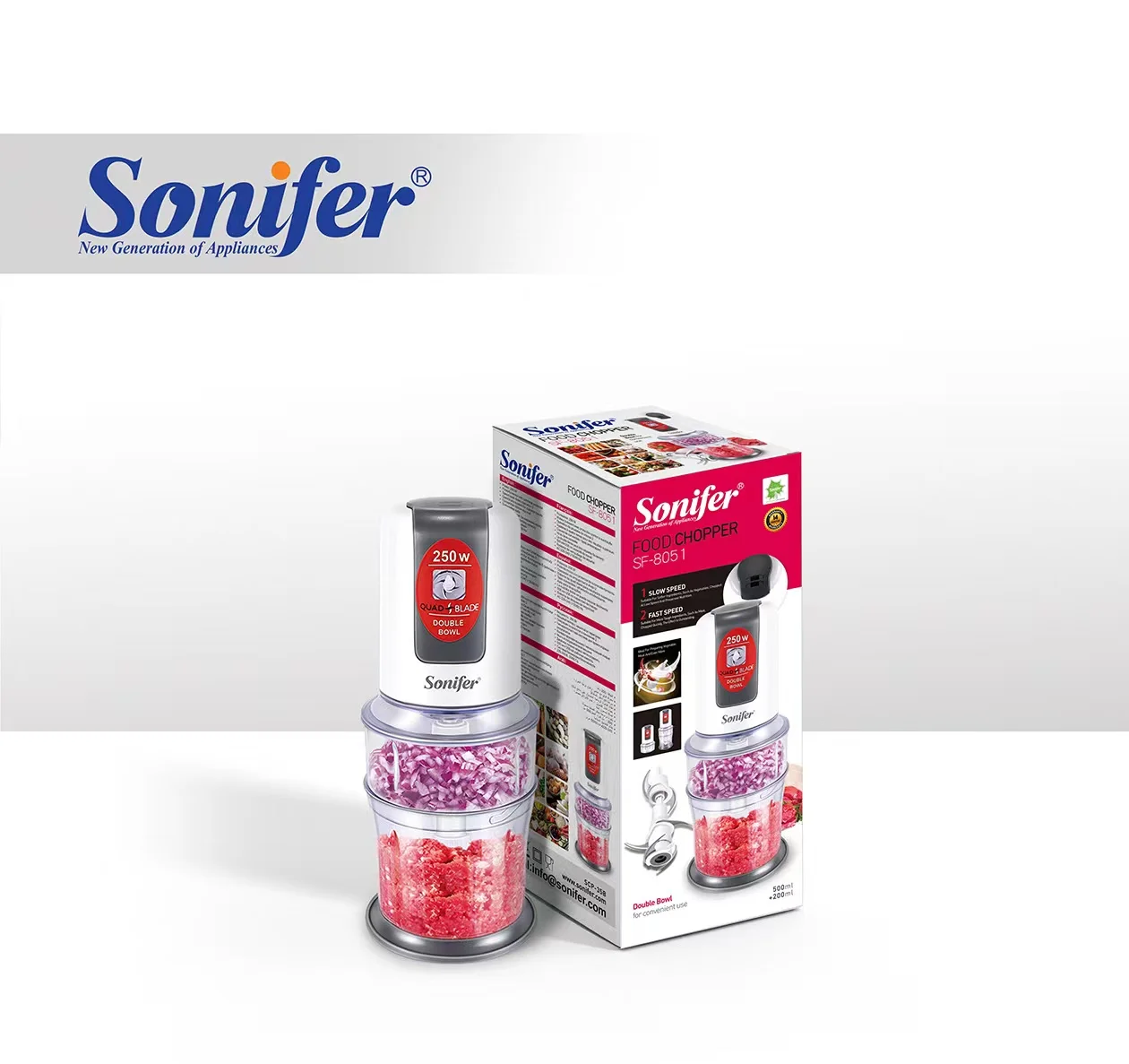 Sonifer SF-8051 домашнего использования 400 Вт -- популярная уникальная известная марка Многофункциональный Овощной Мясорубка еда Электрический репчатый