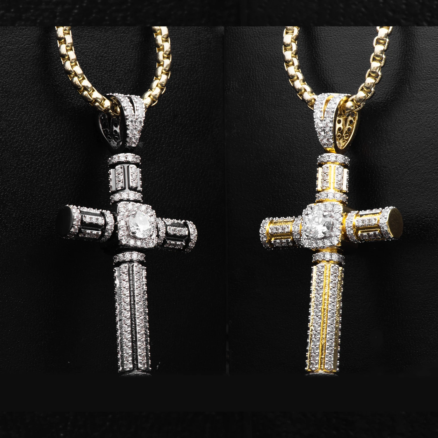 2021 European and American Jewelry Rock Music Headphone Pendant Couple Necklace Silver Women Men Gold Cross pendant Men