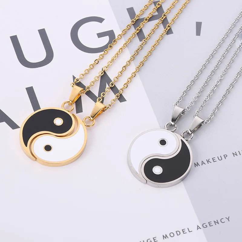 Hot selling stainless steel yin  yang necklace men and women gossip pendant couple necklace personality Tai Chi necklace