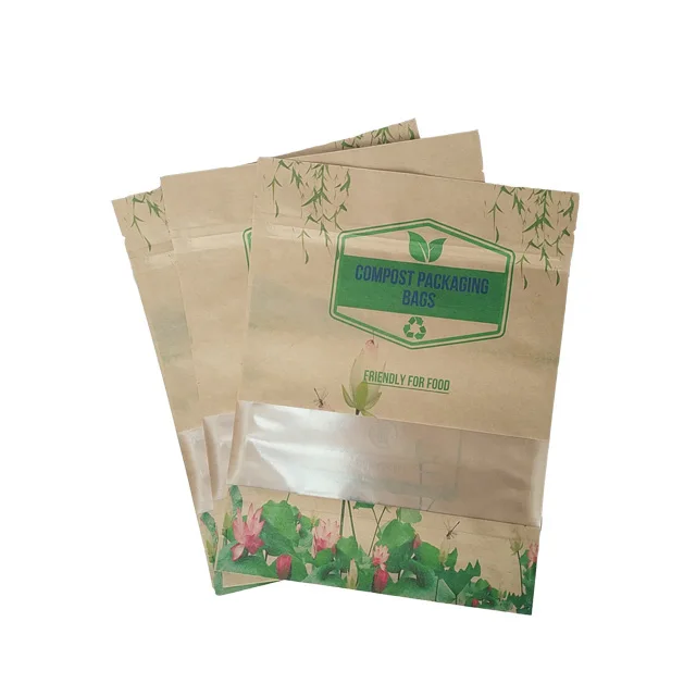 100% Eco-friendly Material Certified PLA Compostable Paper Bag