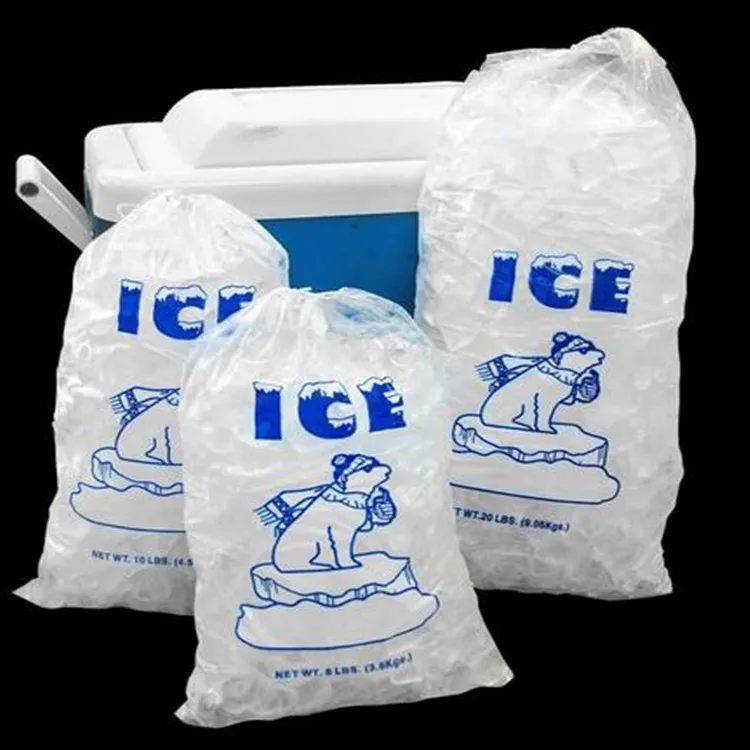 10 lb  8lb transparent food grade LDPE  Plastic customization  logo printing freezer bags Ice bags with  twist Ties