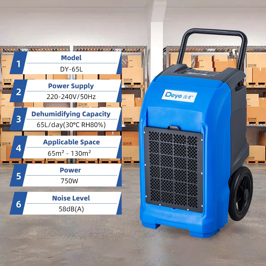 DY-65L economical commercial humidity removing machine 65L air purifier industrial dehumidifier