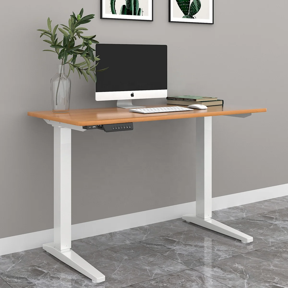 Customize Wooden Home Office Smart Motorized Sit Standing Electric Stand Height Adjustable Desk