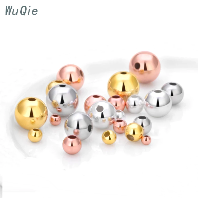Оптовая продажа, бусины-разделители Wuqie из серебра 925 пробы с золотым/розовым золотом/платиновым покрытием, аксессуары для украшений «сделай сам», полноразмерные