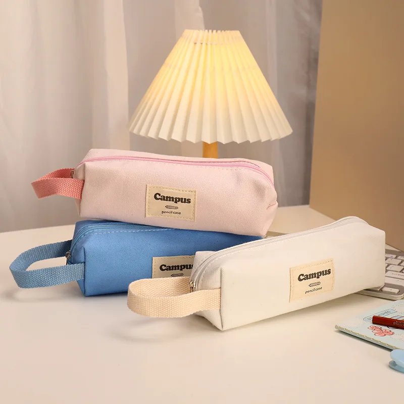 Cute portable candy colored pencil bag Student storage bag Creative fresh canvas stationery bag 5 styles