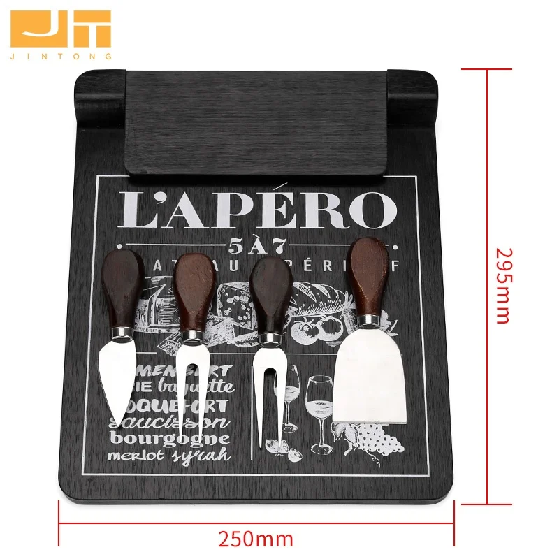 Kitchen Charcuterie Board Bamboo Cheese Platter Tray with Cheese Knives Set