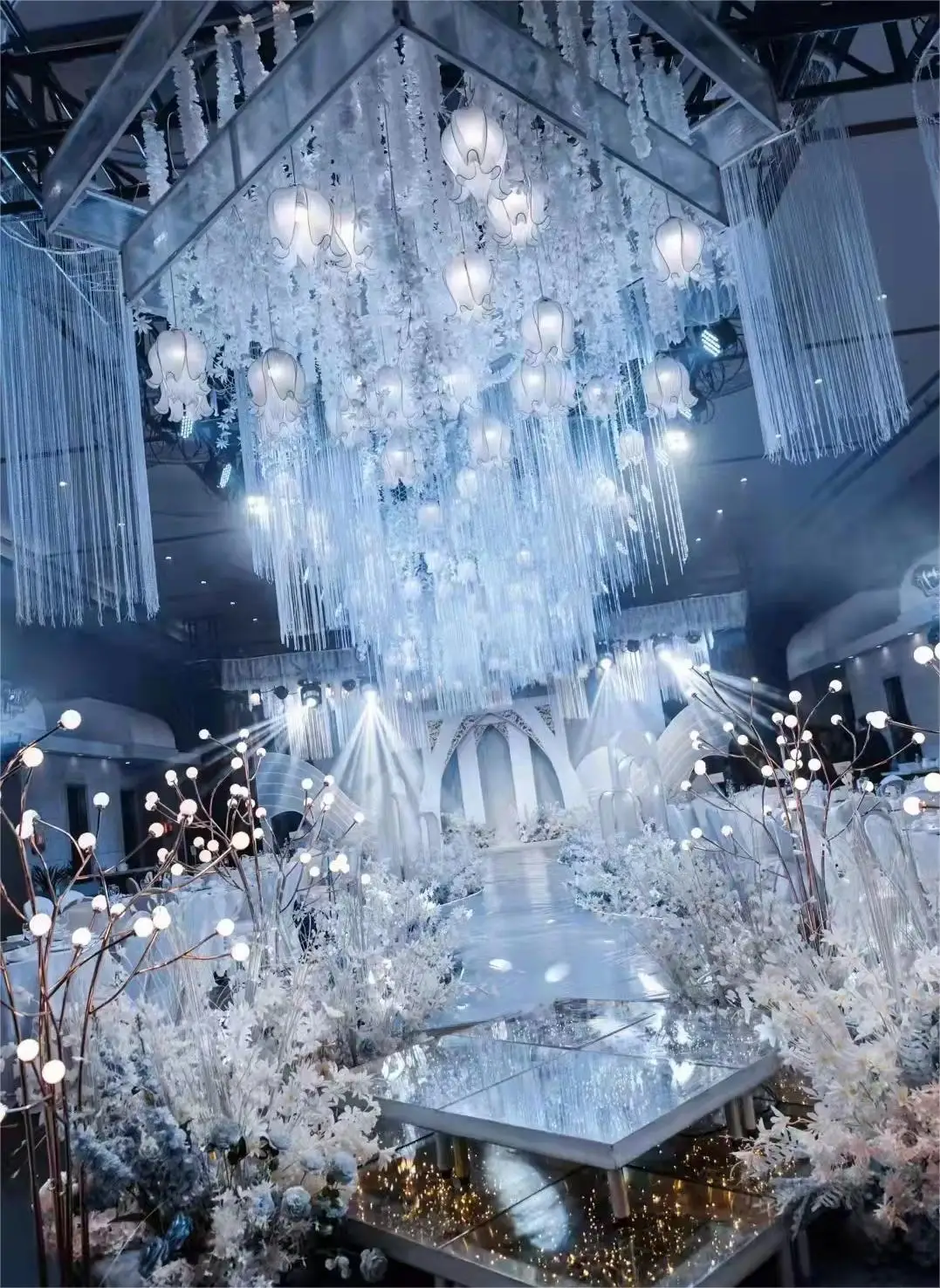 Party props Wedding hanging artificial flower LED ceiling light Wedding centerpieces table decoration party event items