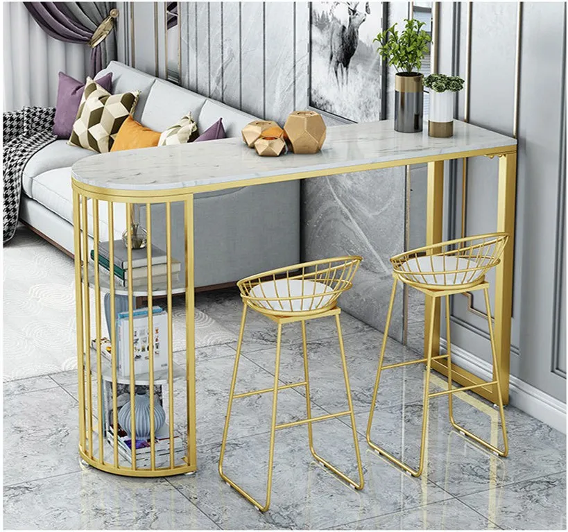 Bar Table Luxury Bar Desk Modern Marble Bar Table And Chair High Feet Long Narrow Desk