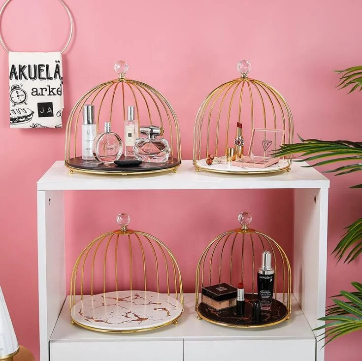 Ins desktop skincare finishing box birdcage creative cosmetic shelf