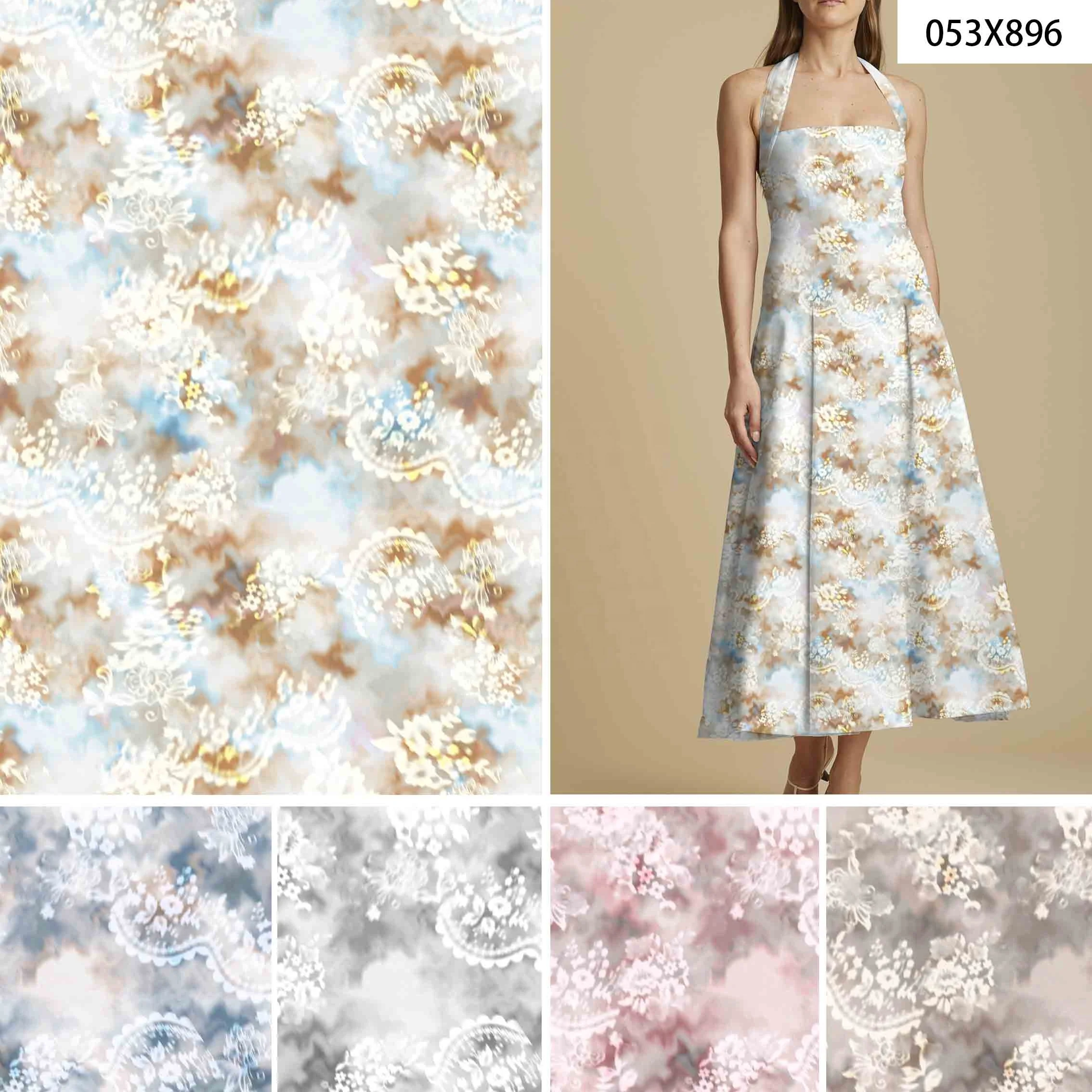 New popular textile plain flower liberty digital custom printed jersey organic cotton fabric for clothing