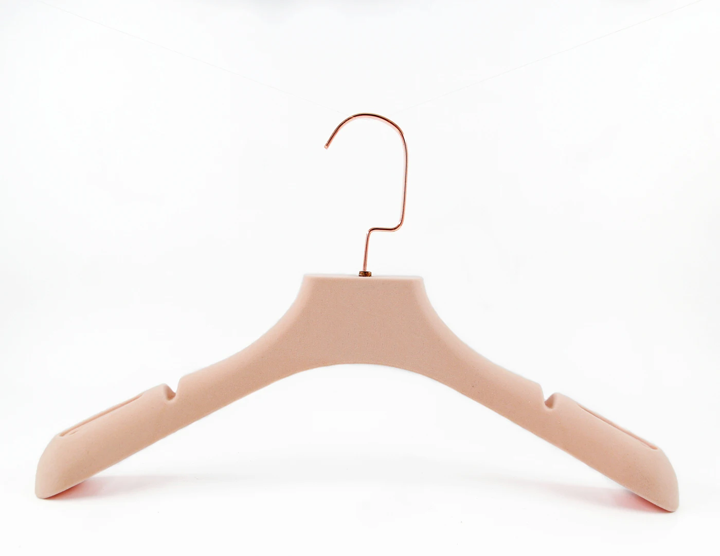 pink strong velvet wedding dress plastic hanger flocking evening dress hanger with logo