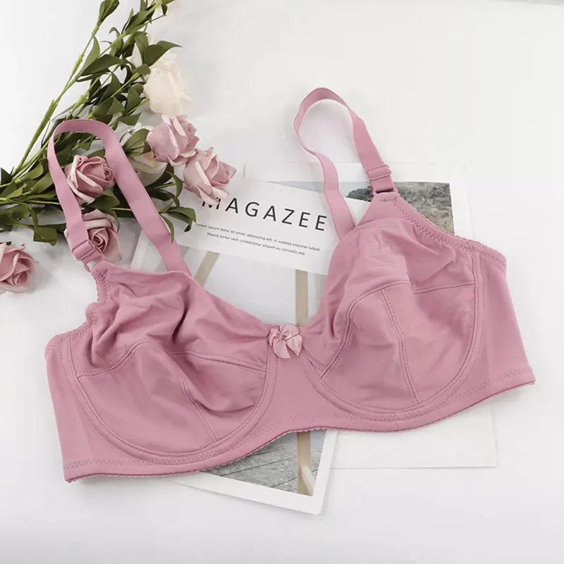 Women Comfort Bras V-neck Full Coverage No Padding Underwire Minimizer Bra C D Cup Unline Plus Size 36D 38D 40D 42D Bra
