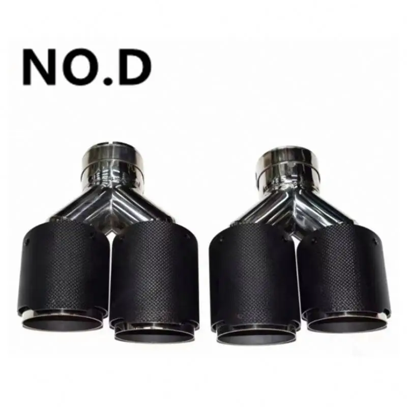 Car Carbon Fiber Matte Muffler Tip Y Shape Double Exit Exhaust Pipe Mufflers Nozzle Decoration Universal Stainless For AK 2pcs