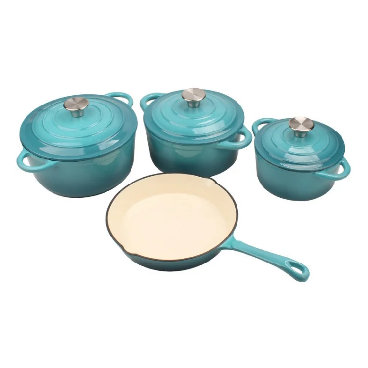 Wholesale New Kitchen Set Pots Seafood Stew Milk Boutique 20/22/24 cm Non-Stick Pans Enamel Stock Big Cast Iron Pots frying pan