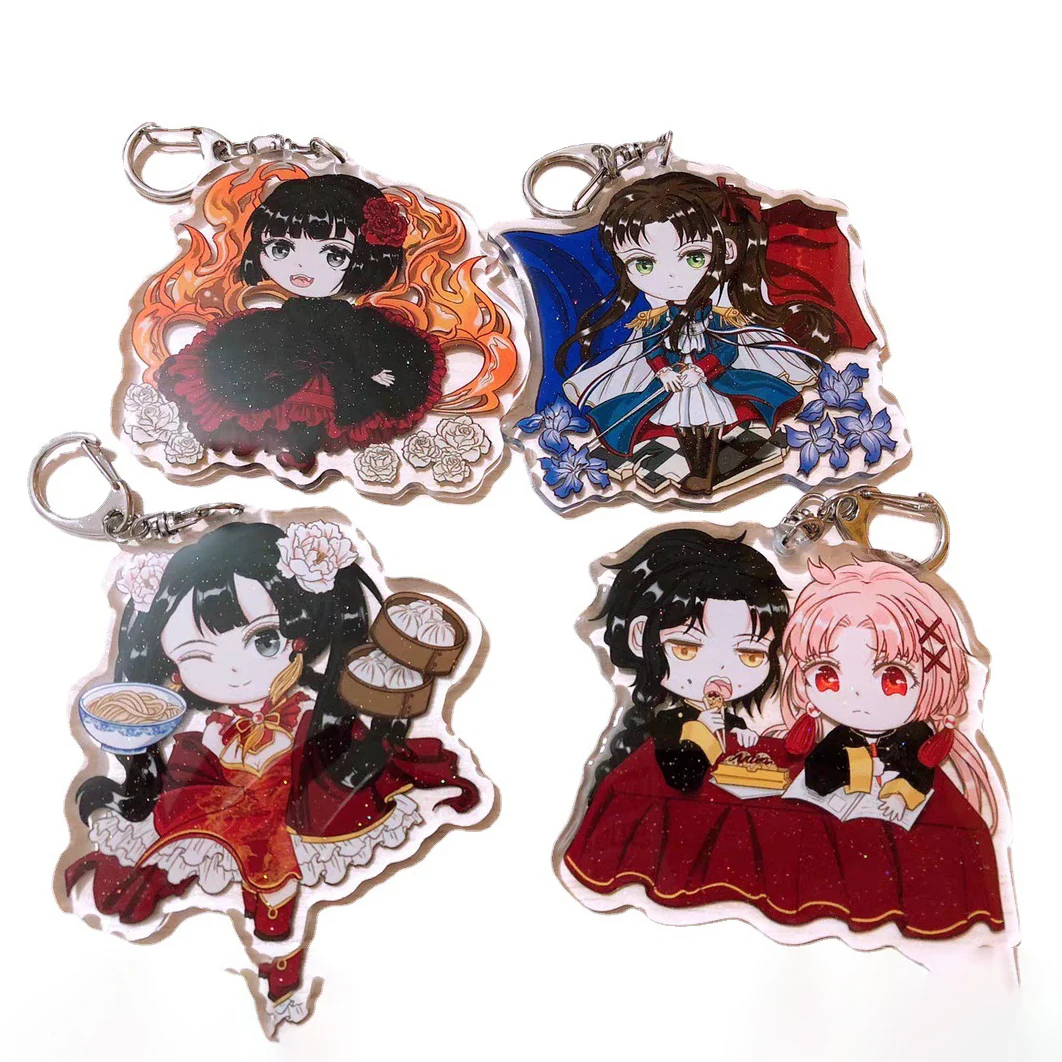 wholesale make your own design printed custom acrylic keychain charms anime epoxy keychain