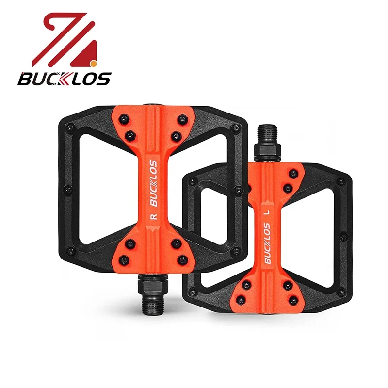 Wholesale bicycle equipment nylon mountain bike pedals multi-color flat pedals non-slip widened road bike pedals
