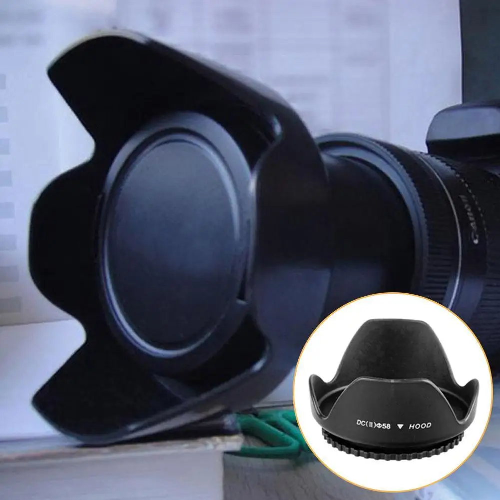 HQG 40.5mm/49mm/52mm/55mm/58mm/62mm/67mm Professional Camera Lens Hood Flower Shape Screw Mount Lens Hood Shade