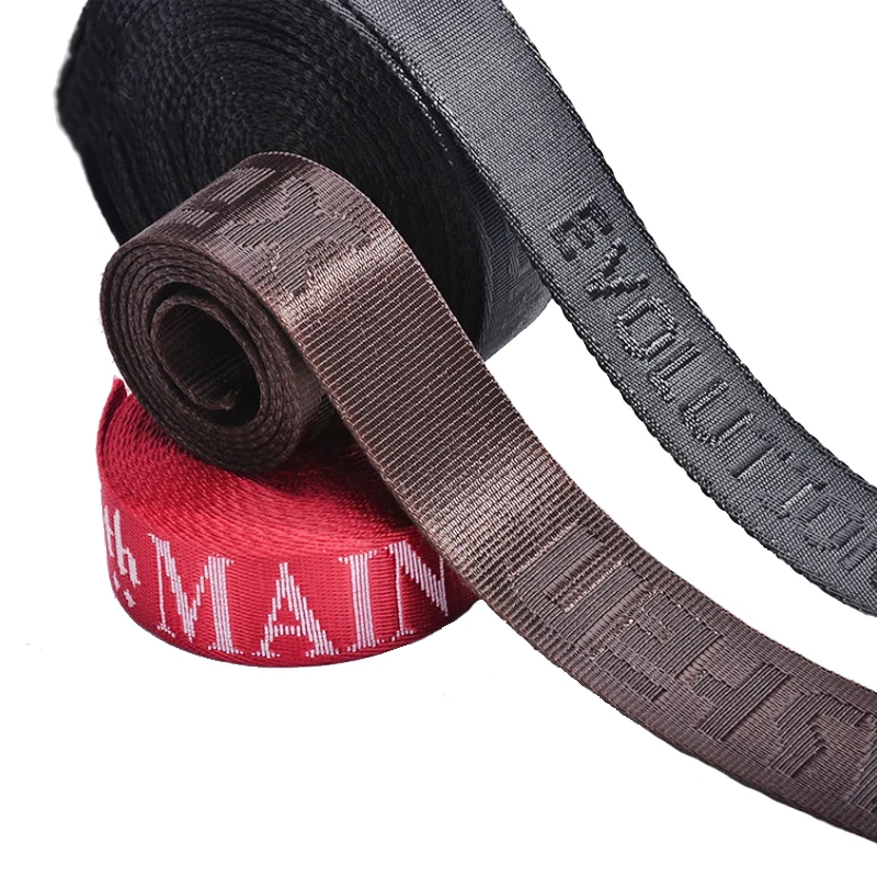 custom logo material image design Multi-Colored Woven jacquard hook rope 1.5 inch 38 mm cotton 100% nylon webbing ribbon Belts