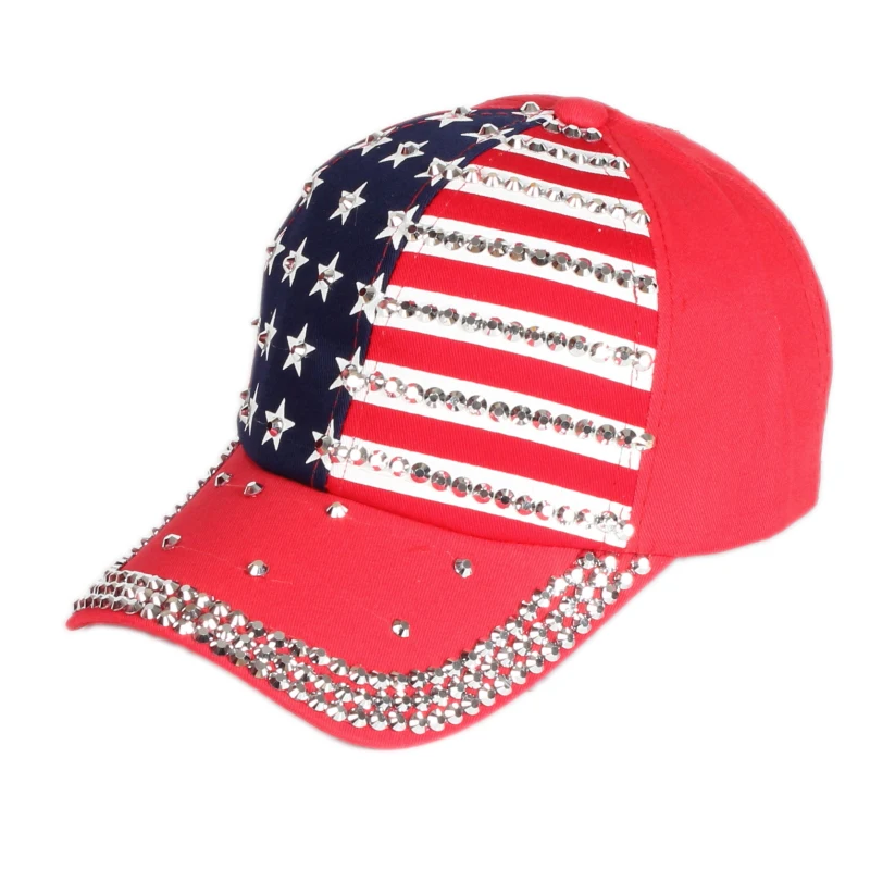 Wholesale American Flag BaseballCap Rhinestone Star Denim Snapback Hip Hop Trucker Dad Hats