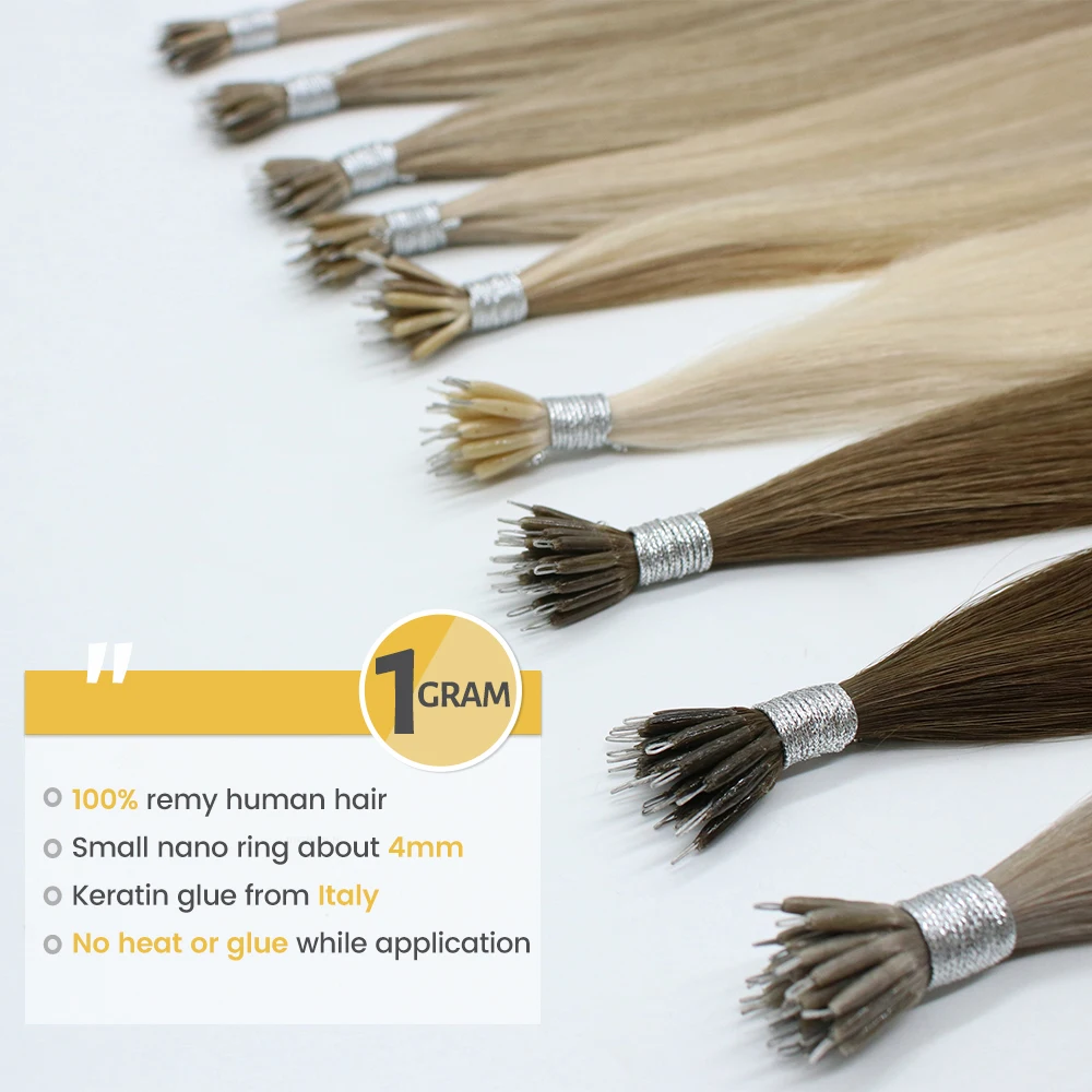 Changshunfa Wholesale Price Nano Ring Human Hair Extensions Nano Bead Tip Double Drawn Russian Nano Hair Extensions