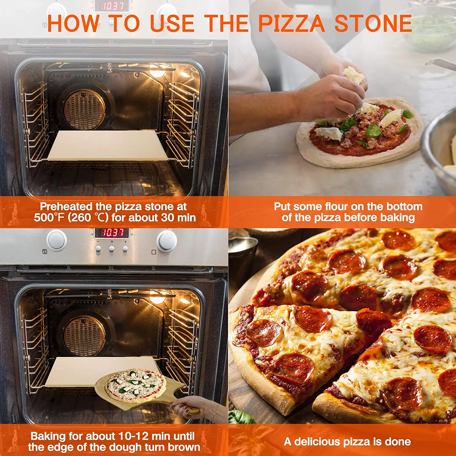 Grill Set of 2 Pizza Tool, Baking Stone for Oven, Gril and BBQ Pizza Stone Bamboo Wood Pizza Peel