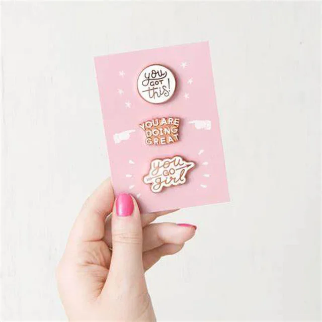 Custom Metal Badges Wholesale Promotional Gifts Cute Pink Lapel Pins Set Motivational Hard Soft Enamel Pins Inspired Lapel Pin
