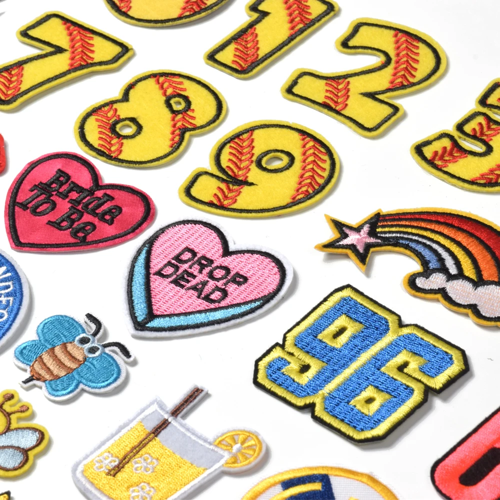 Set of 43 PCS large qty in stock Different Types Iron On Embroidered High Quality Embroidery Patches For Clothing