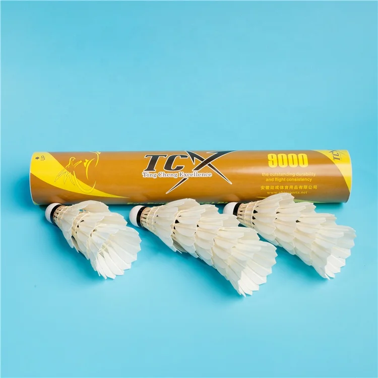 TCX9000 yellow Model goose feather shuttlecock with 3layer cork for professional players