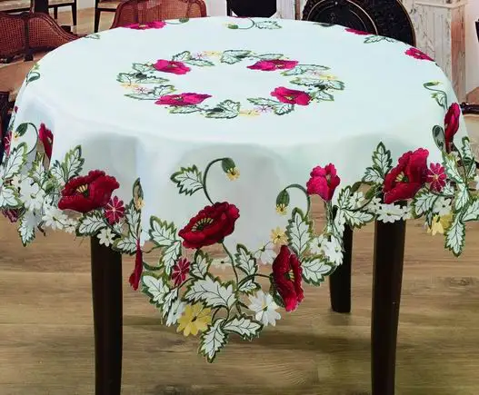 christmas tablecloth with embroidery and cutwork