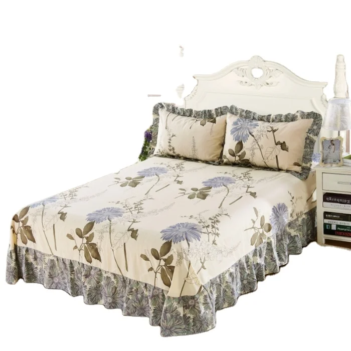 
Hot sale 100% cotton print bed skirt set 48 