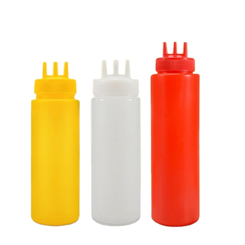 3-Hole Squeeze Bottle for Ketchup Mustard Salad Dressing Seasoning for Family Restaurant Bakery Hotel Supplies
