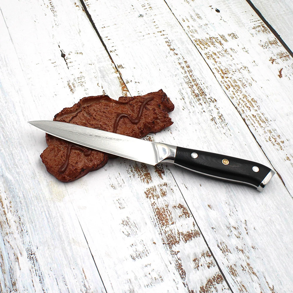 High Carbon  Kitchen Cooking Damascus Paring Fruit Knife  with Micarta Handle & Gift Box