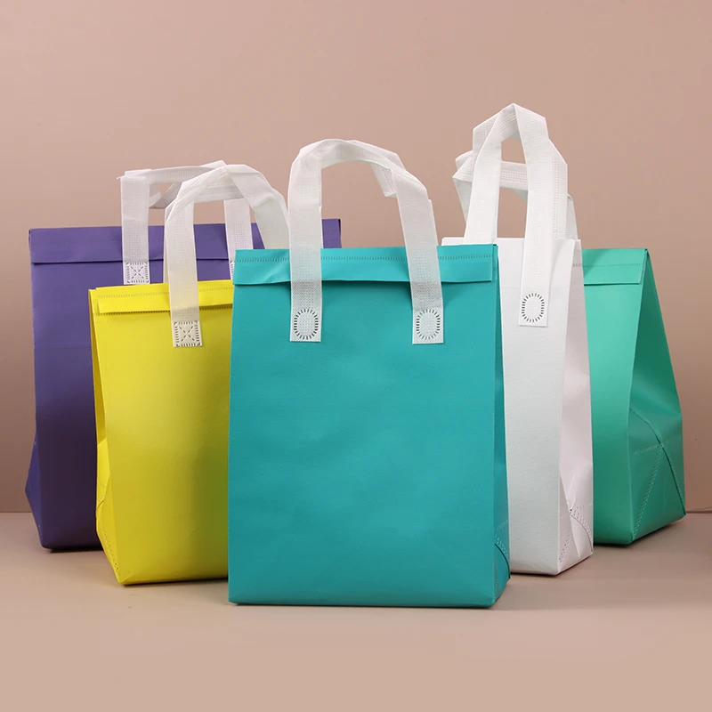 Non woven Disposable Square Picnic Hot Cool Insulated Tote Thermal Takeaway Delivery Cooler Lunch Bags Drinks Custom Logo Bags