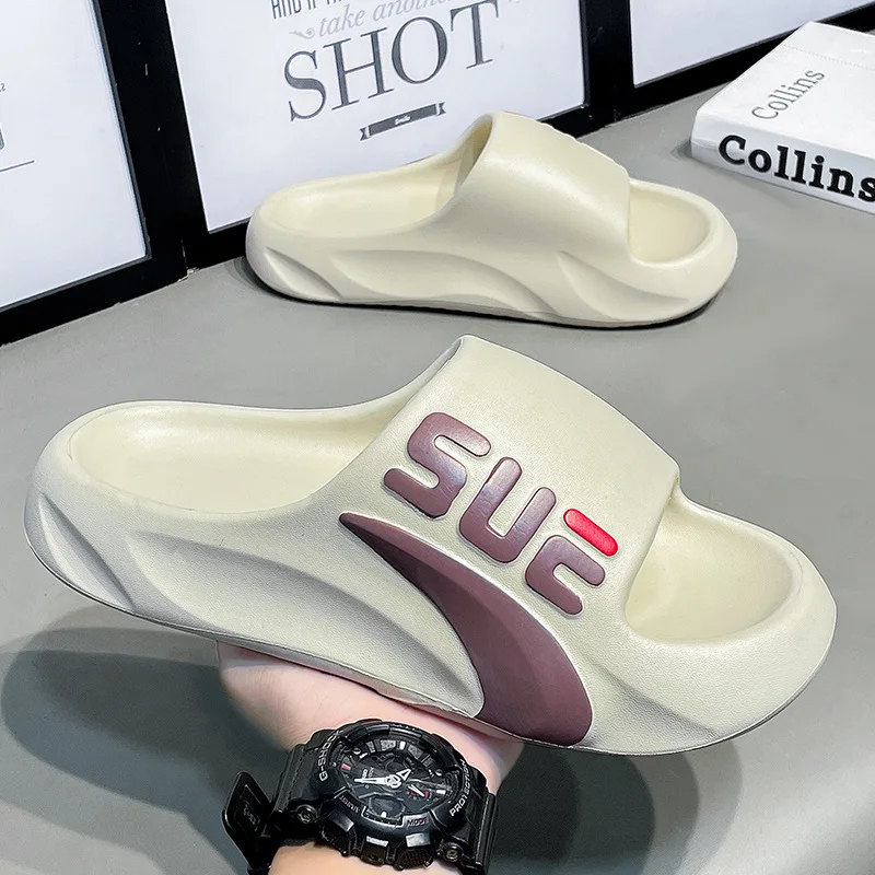2024 Open Toe Thick Soled Printed bathroom cushioning casual EVA poop feeling Sports slides men logo fashion