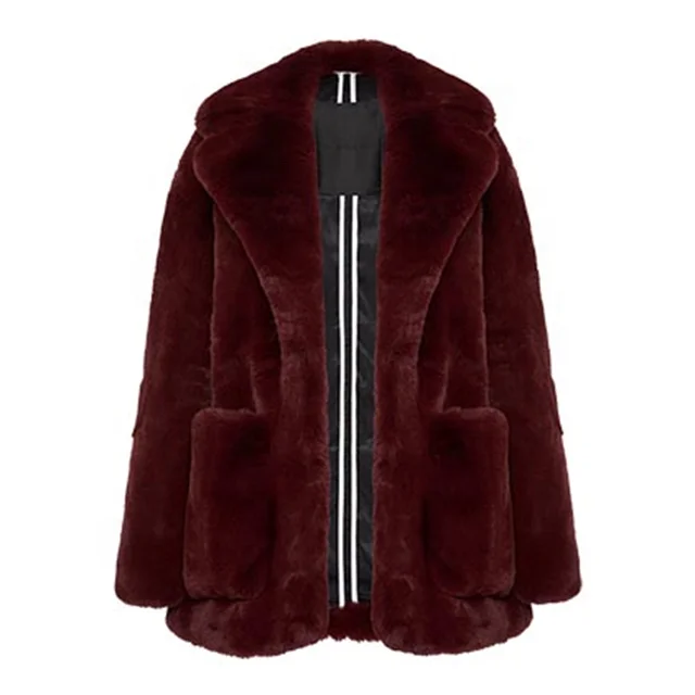 Casual unisex style 100% acrylic polyester faux rex rabbit fur short faux mink fur coat wholesale for ladies