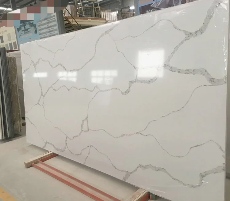 SANDE Sale Quartz Dining Table Top With Veins Calacatta White Quartz Stone For Countertops
