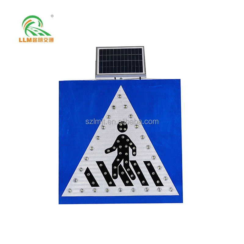 Solar electronic led traffic sign warning led solar powered illuminated road sign board road signage solar flashing street sign