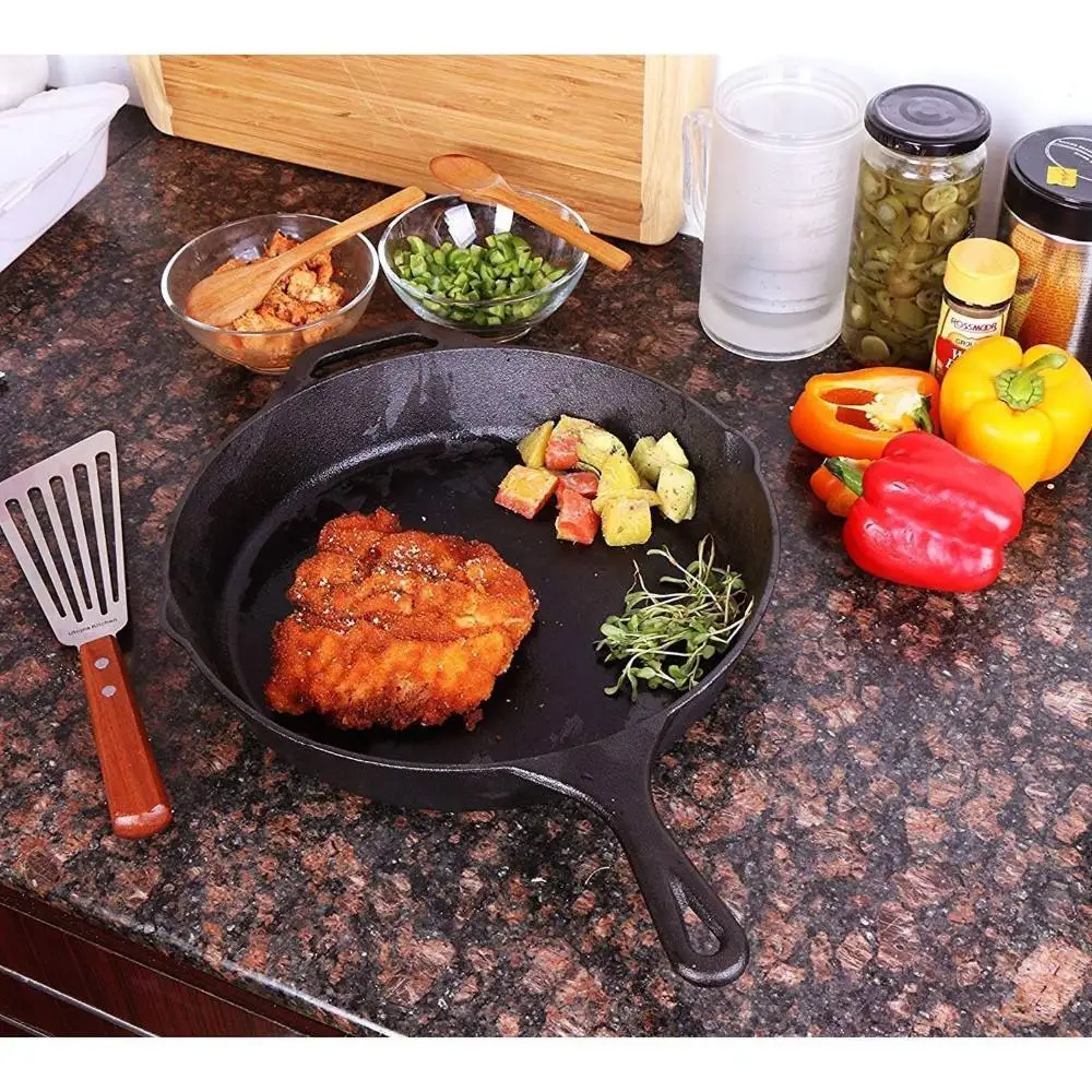 Manufacturer supplying wholesale cast iron skillet frying pan with help handle